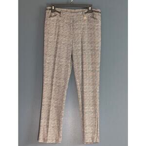 NWOT Anne Klein Pants Womens Black White Plaid Straight Leg Dress Trousers 6 (S)